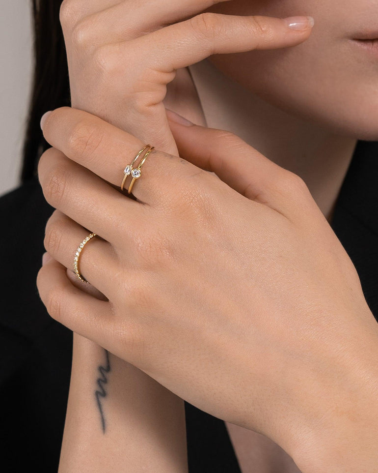 K18 ベゼル ダイヤモンド リング 0.1ct - BANYAN (バンヤン)