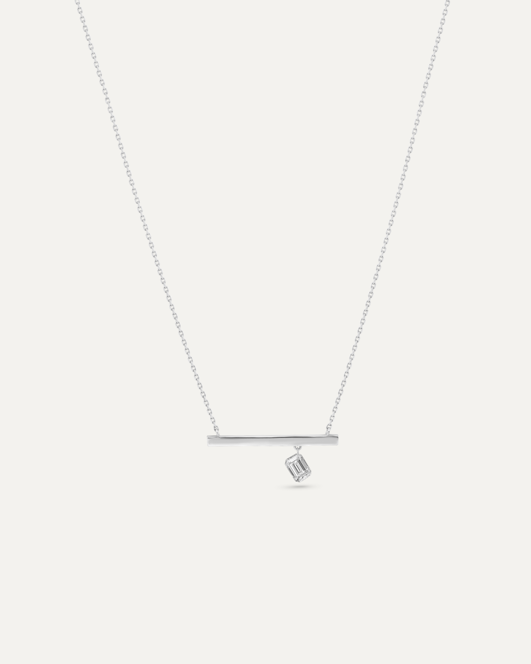 Bare バー ネックレス 0.2ct エメラルドカット