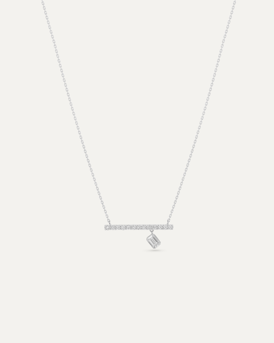 Bare バー ダイヤモンド ネックレス 0.2ct エメラルドカット