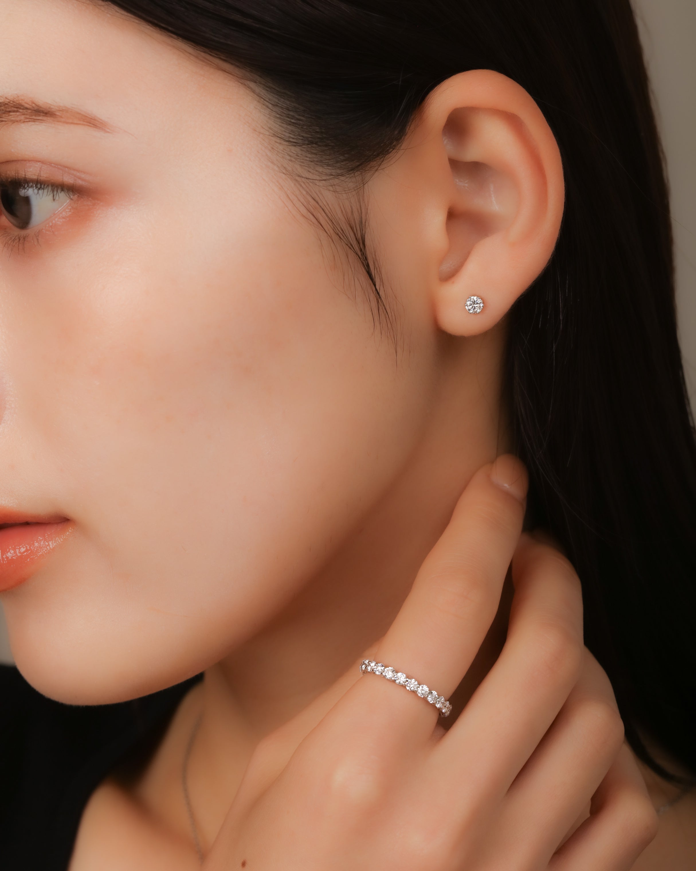 154P∞【フォロー割】ピアスターコイズ　ダイヤ　7mm　S925　K18コート BIJOUPIKO Diamond Pierce K18WG (ビジュピコ 6点留め