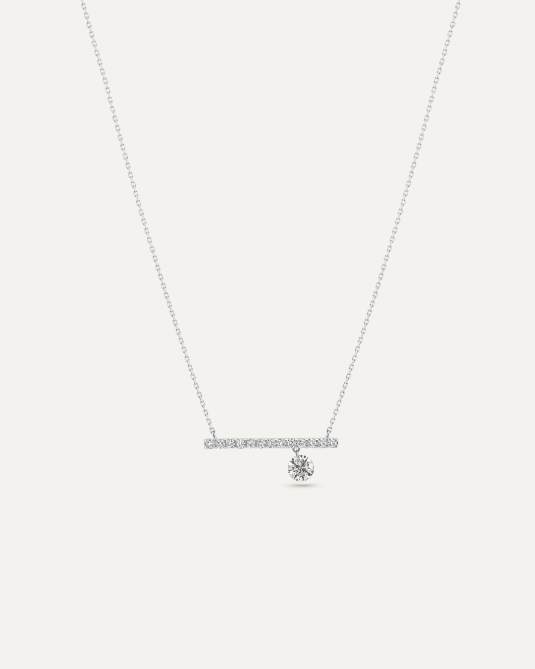 Bare バー ダイヤモンド ネックレス 0.2ct ラウンドカット
