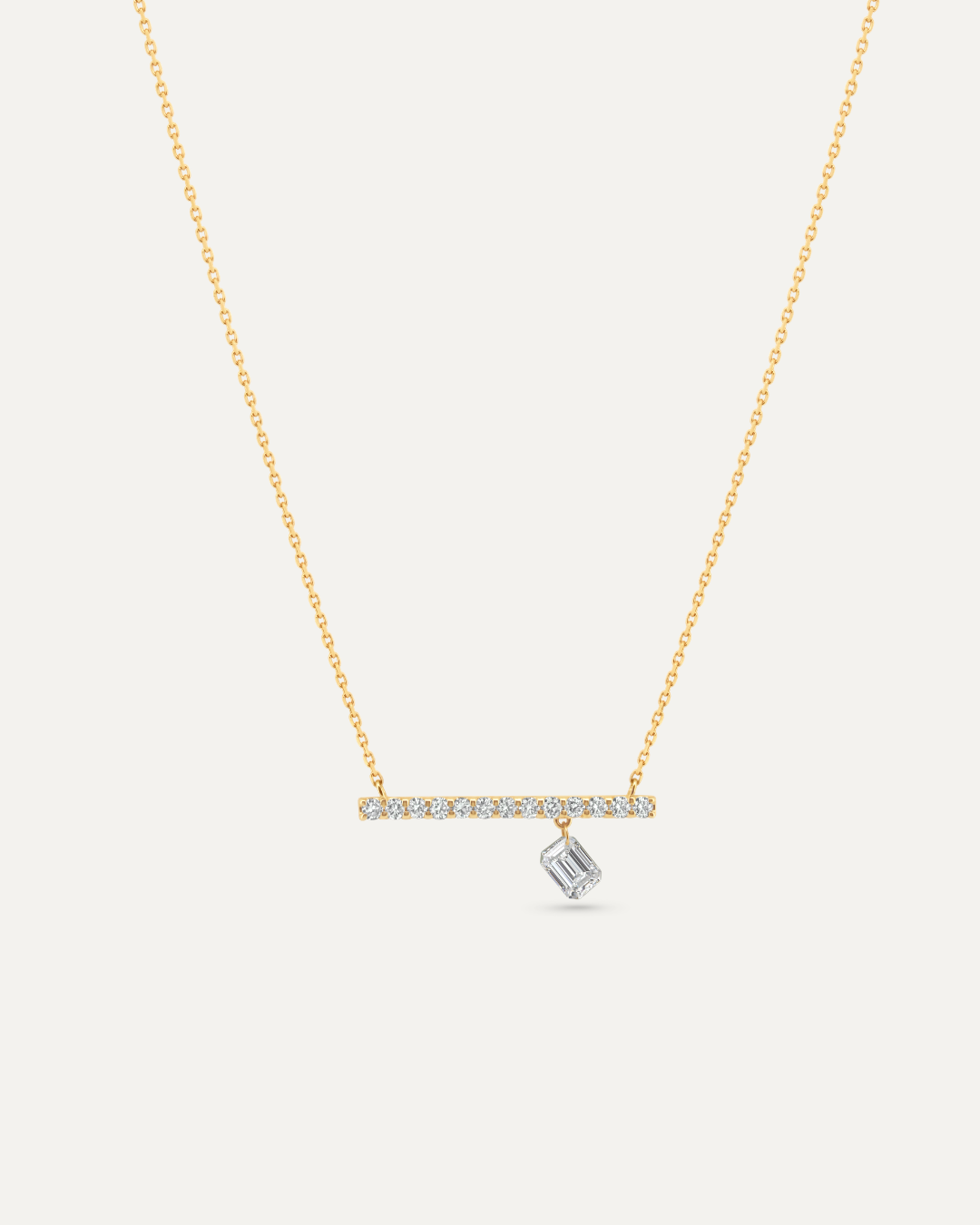 Bare バー ダイヤモンド ネックレス 0.5ct エメラルドカット